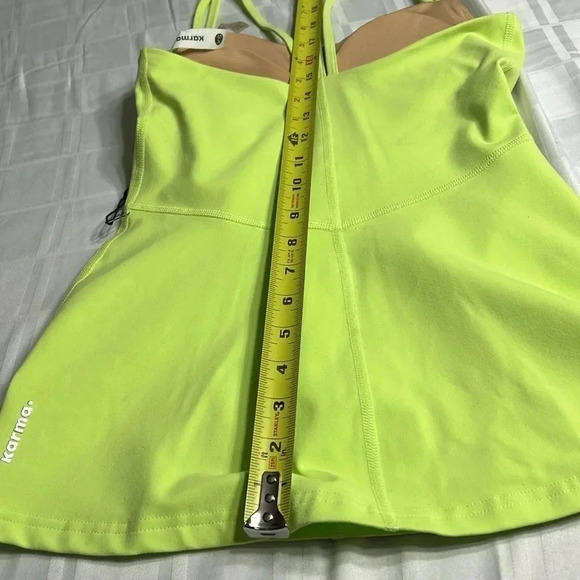 Y2K KARMA ATHLETICS bright neon yellow halter cami tank top,cut out ,straps - Picture 14 of 15